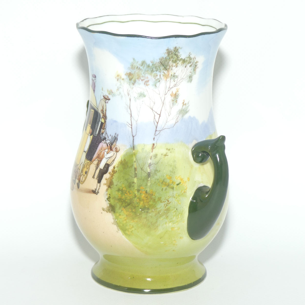 Royal Doulton Coaching Days twin handle vase | rare Blue Sky variation #1