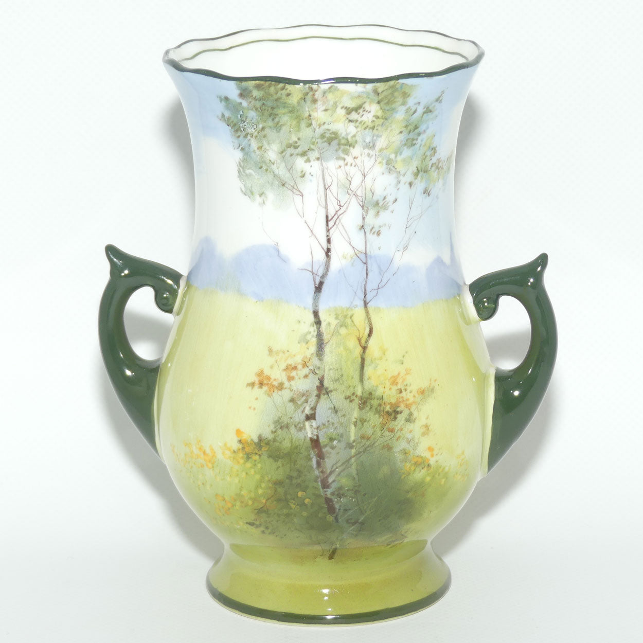 Royal Doulton Coaching Days twin handle vase | rare Blue Sky variation #1