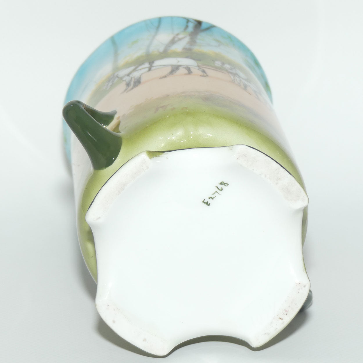 Royal Doulton Coaching Days twin handle vase | 4 feet E2768 | rare Blue Sky variation | unstamped