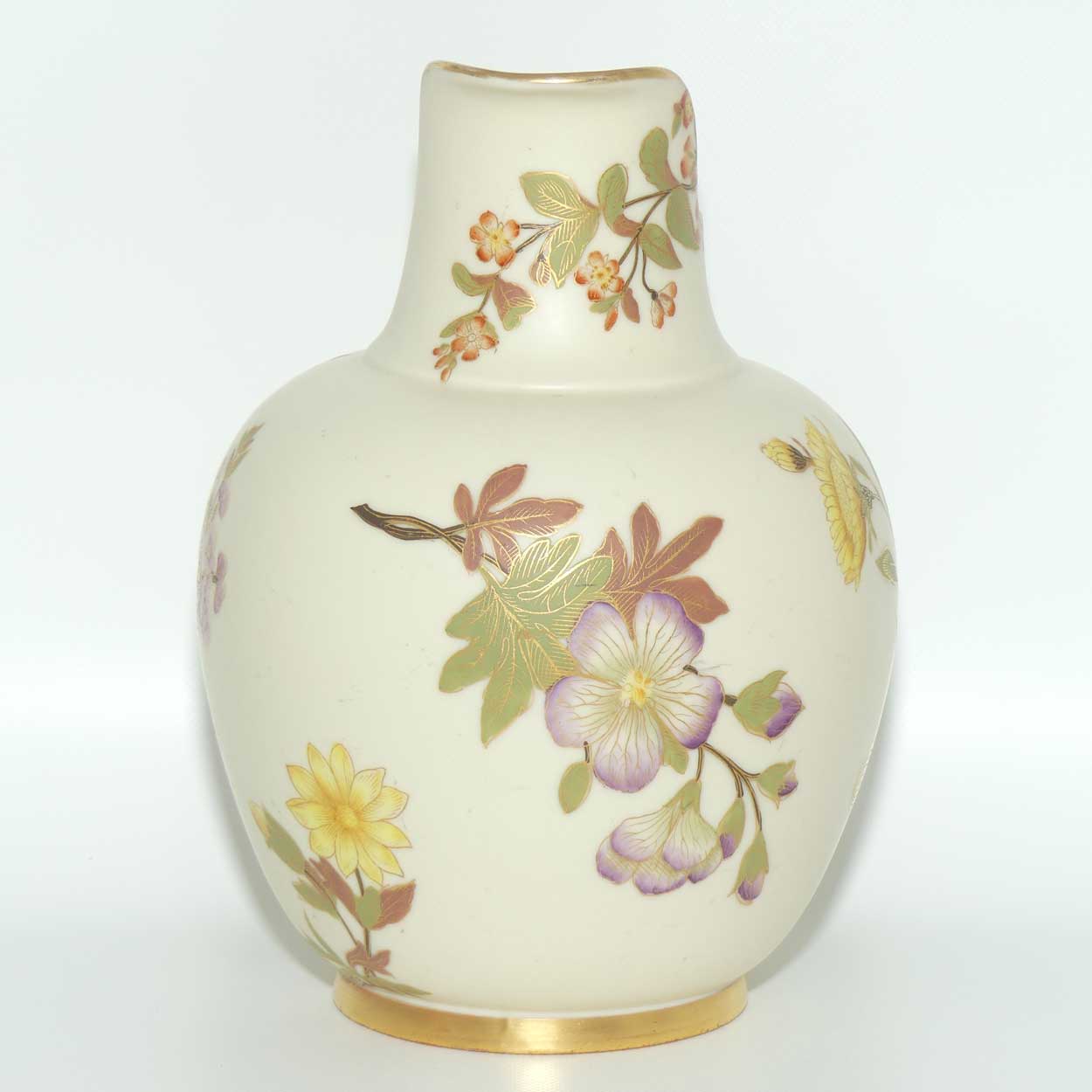 Royal Worcester Blush Ivory hand painted flatback Yellow Aster jug (Large)