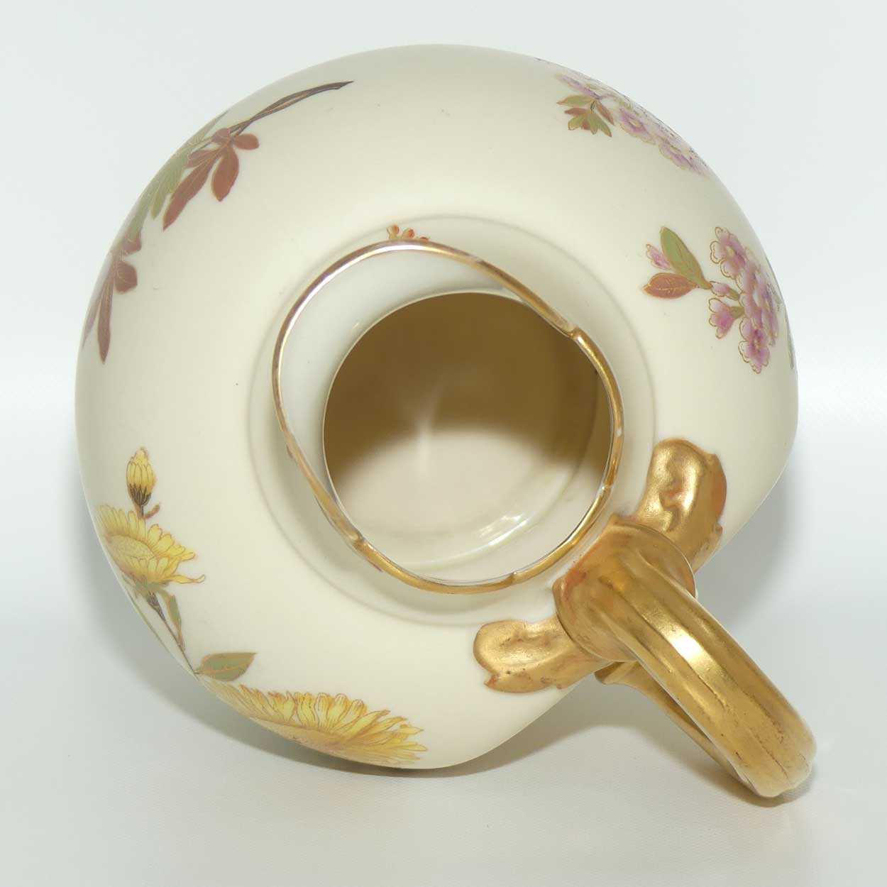 Royal Worcester Blush Ivory hand painted flatback Yellow Aster jug (Large)