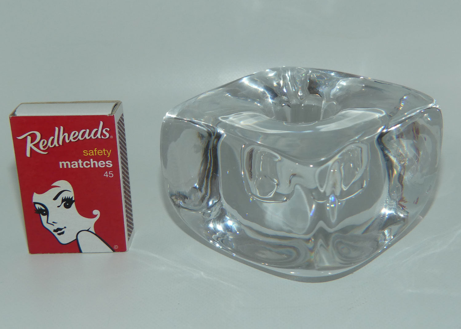 Mid Century Boda Crystal Cubist candle holder