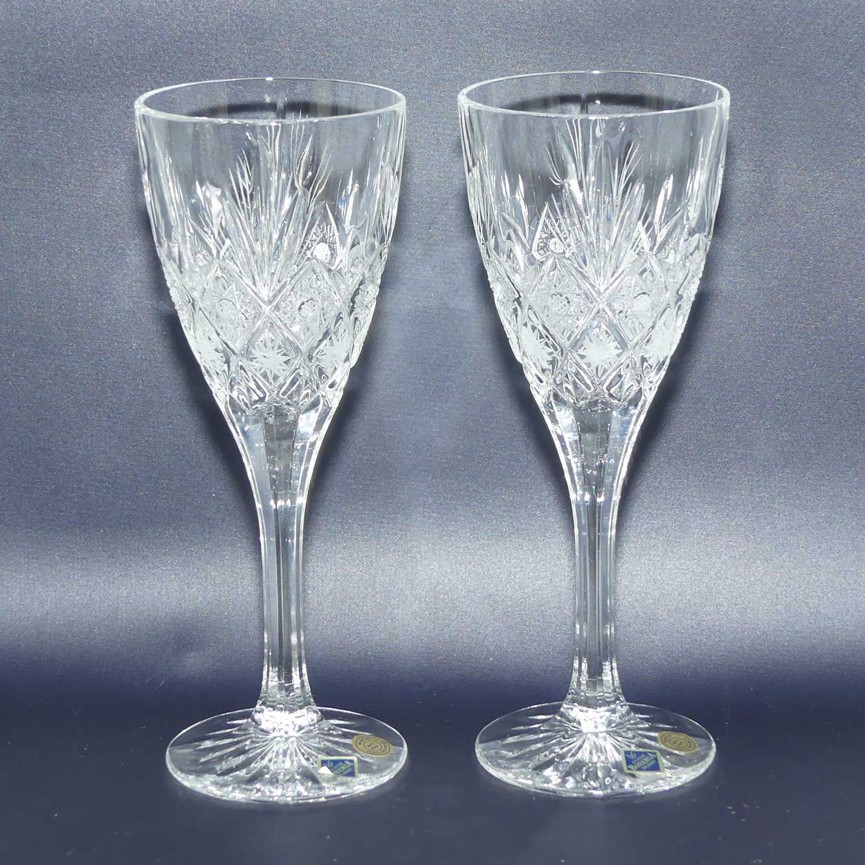 Bohemian Crystal set of 6 wine glasses | CORTINA pattern | 125ml | boxed