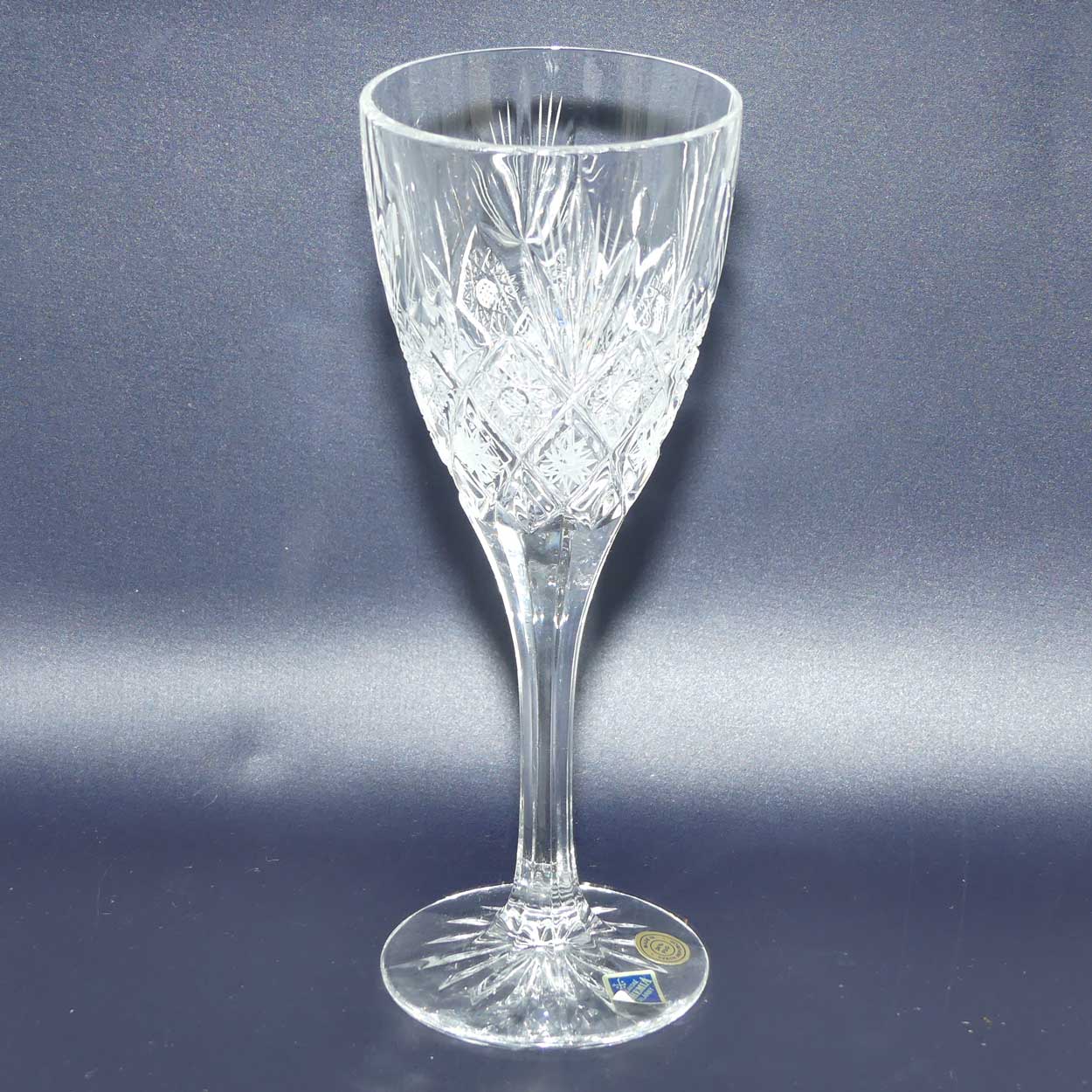 Bohemian Crystal set of 6 wine glasses | CORTINA pattern | 125ml | boxed