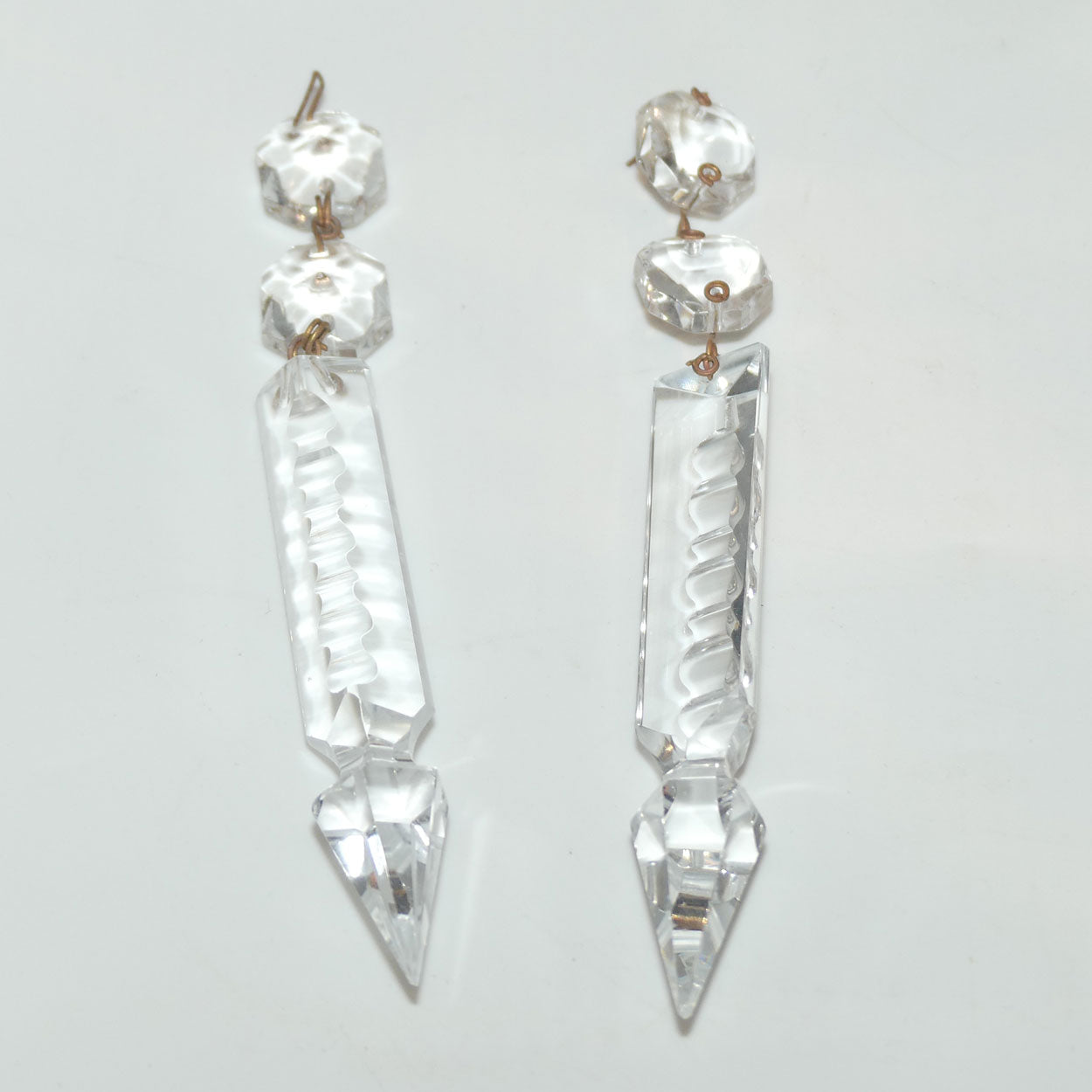 Pair of Bohemian Hand Painted and Heavily Gilt Black Glass Lustres c.1970