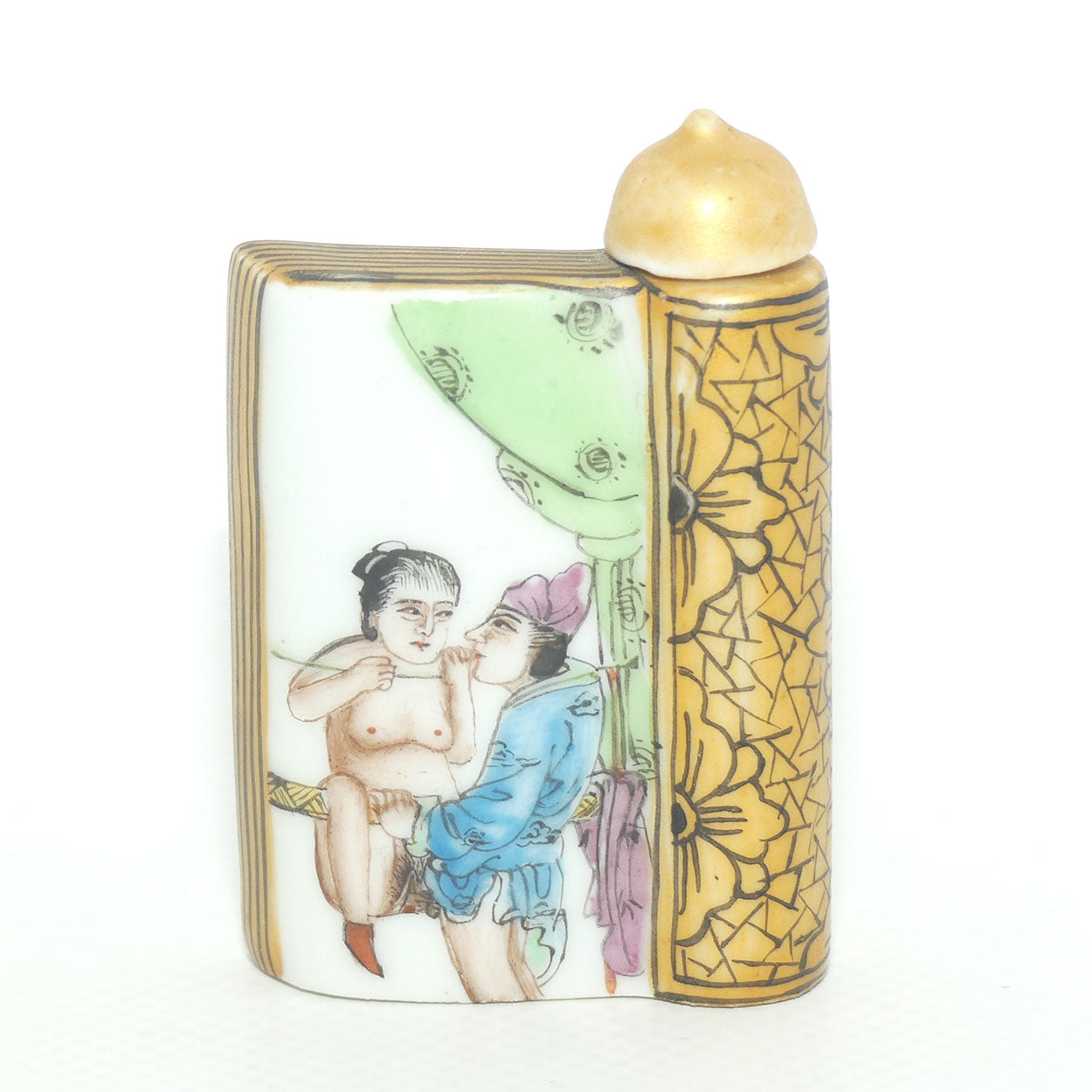 Erotica theme Book Shape Snuff Bottle | Explicit Couple Fornicating in Tree