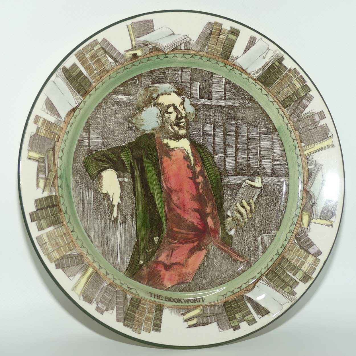 Royal Doulton Professionals series | The Bookworm plate D3089 | Green border | MINT