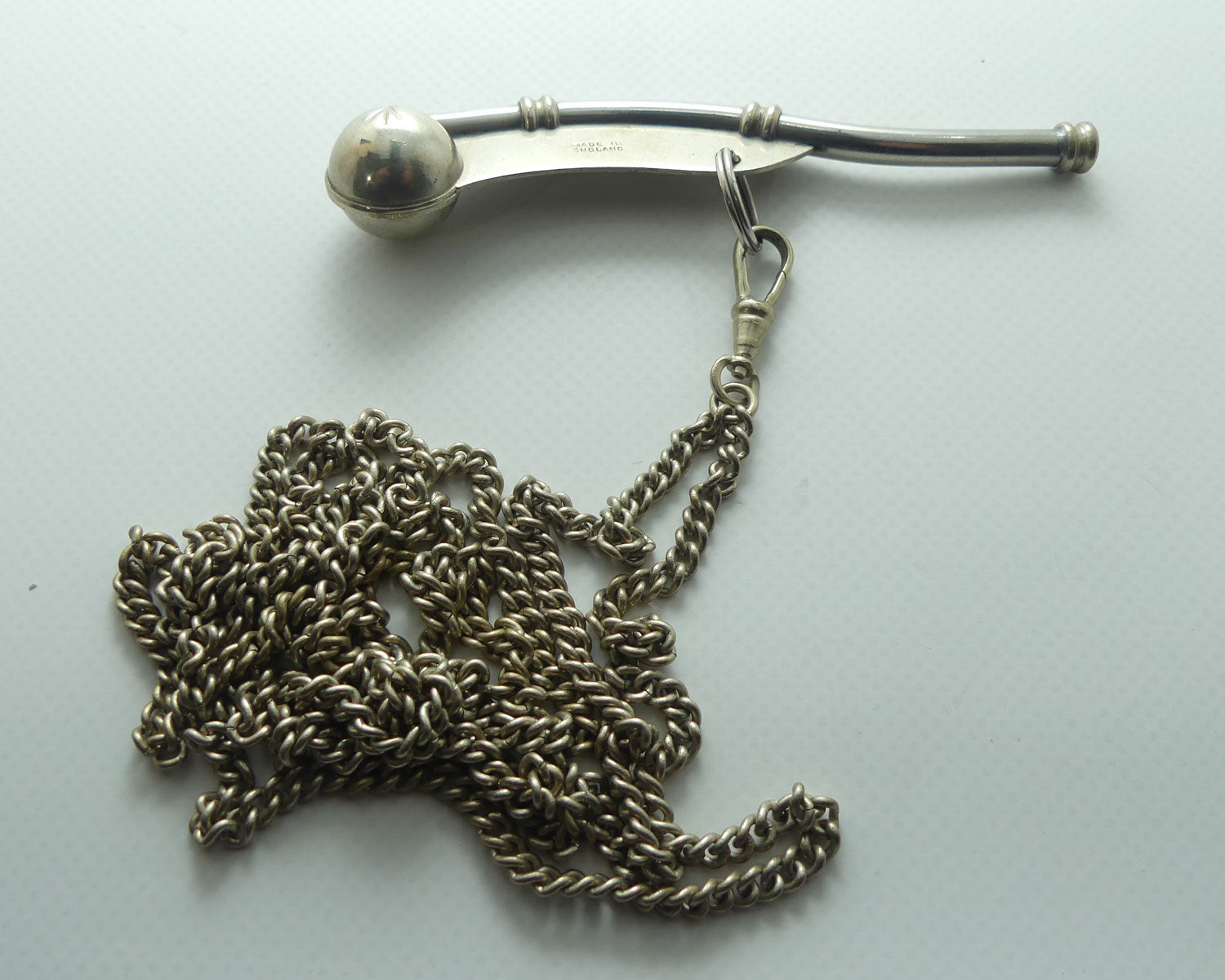 Vintage English Made Botswain Whistle and original long chain