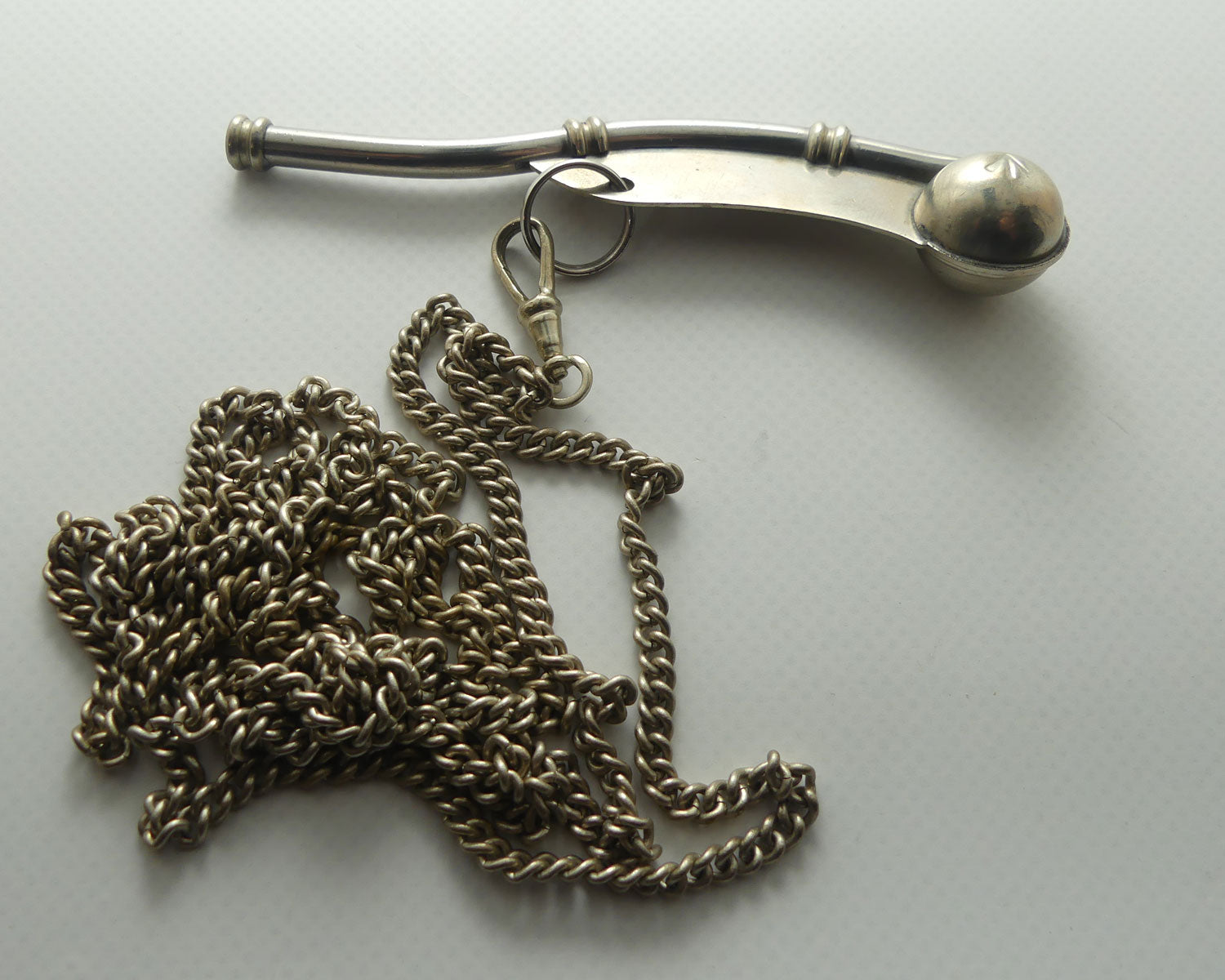 Vintage English Made Botswain Whistle and original long chain