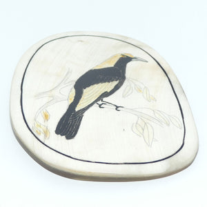 Enamelled Scrimshaw on Horn | Regent Bower Bird | Male