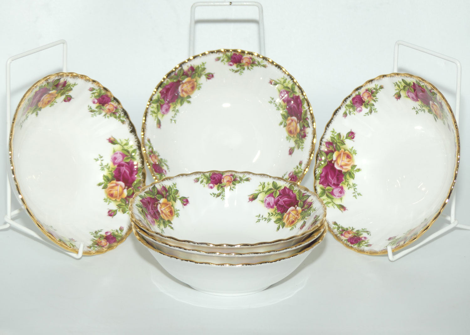 Royal Albert Bone China Old Country Roses England set of 6 bowls | 16cm diam | © 1962 Royal Albert Ltd backstamp