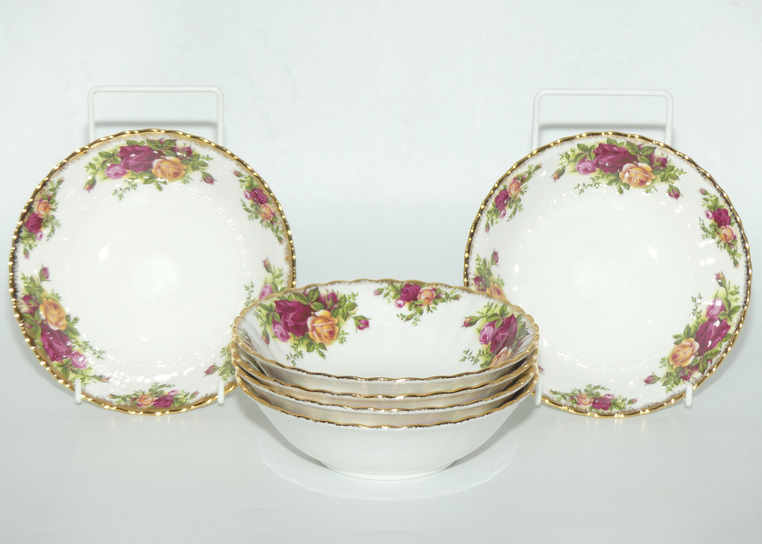 Royal Albert Bone China Old Country Roses England set of 6 bowls | 16cm diam | © 1962 Royal Albert Ltd backstamp