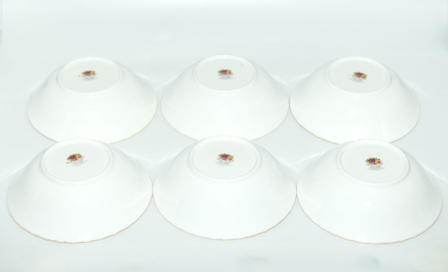 Royal Albert Bone China Old Country Roses England set of 6 bowls | 16cm diam | © 1962 Royal Albert Ltd backstamp