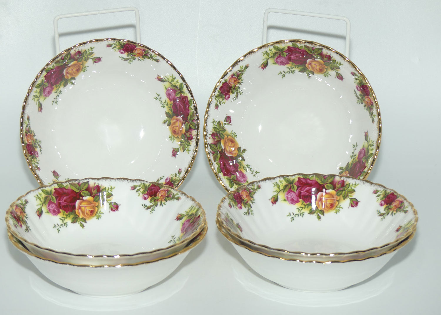 Royal Albert Bone China Old Country Roses England set of 6 bowls | 16cm diam | early backstamp | UK made
