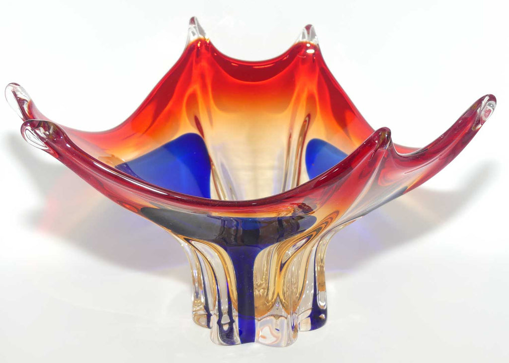 Cristallo Venezia Murano Red and Blue Fancy Bowl