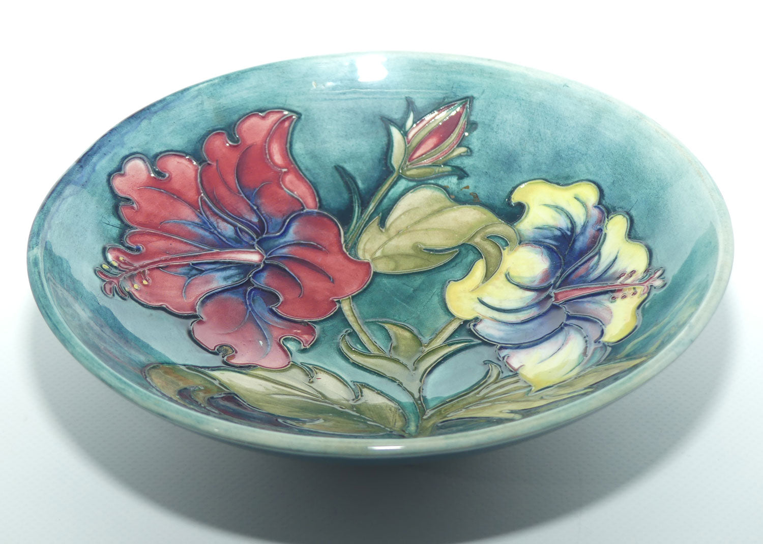 Walter Moorcroft Hibiscus (Blue Green) bowl