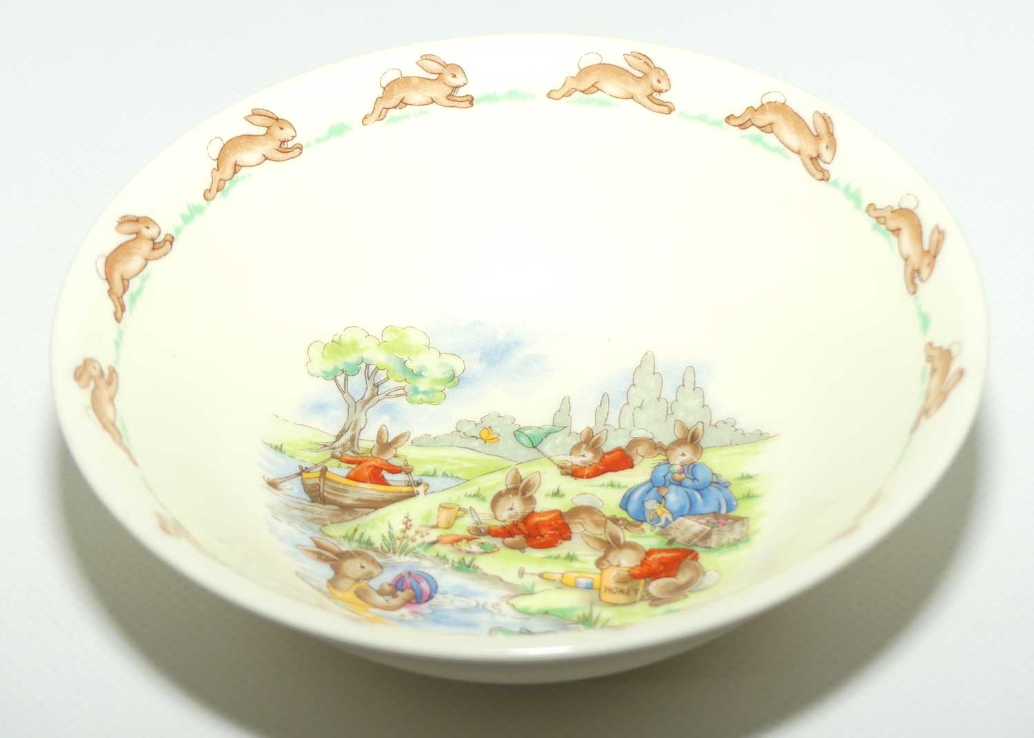 Royal Doulton Bunnykins Playing on the River cereal bowl