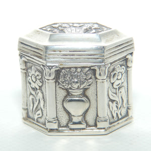 Dutch Silver .833 Hexagonal Pill Box