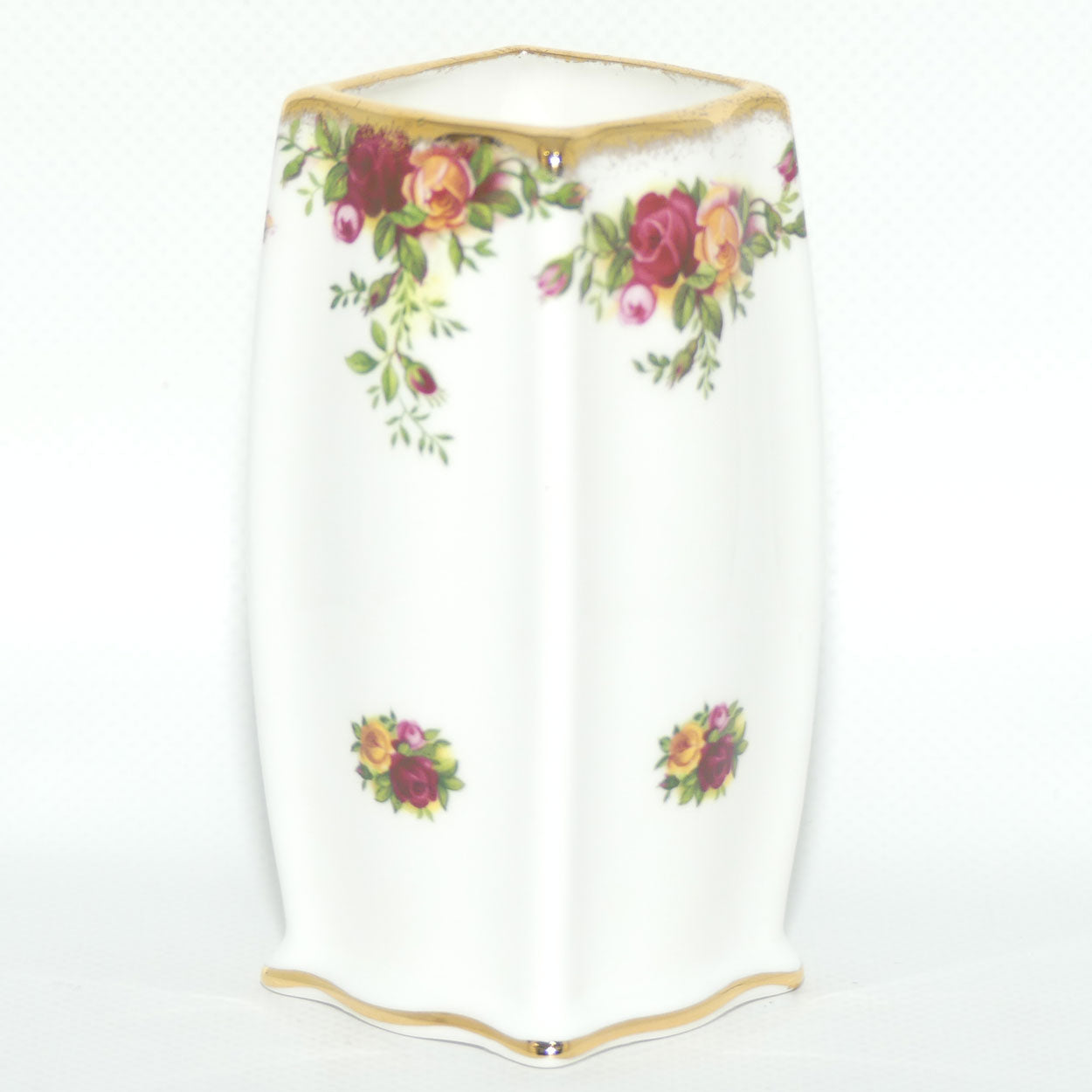 Royal Albert Bone China England Old Country Roses box section vase | ©1962 Royal Albert Ltd backstamp