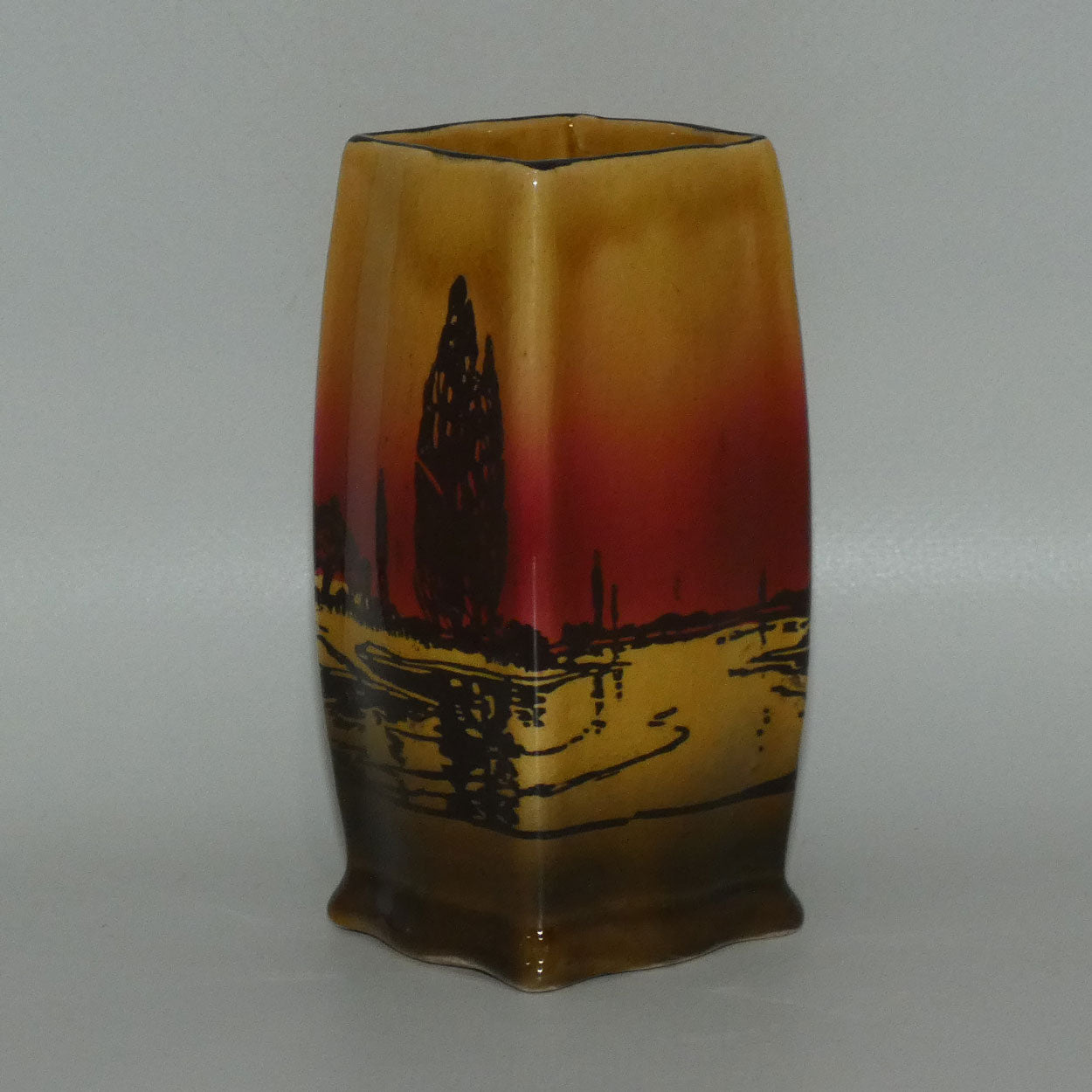 rRoyal Doulton Poplars at Sunset square vase D3416