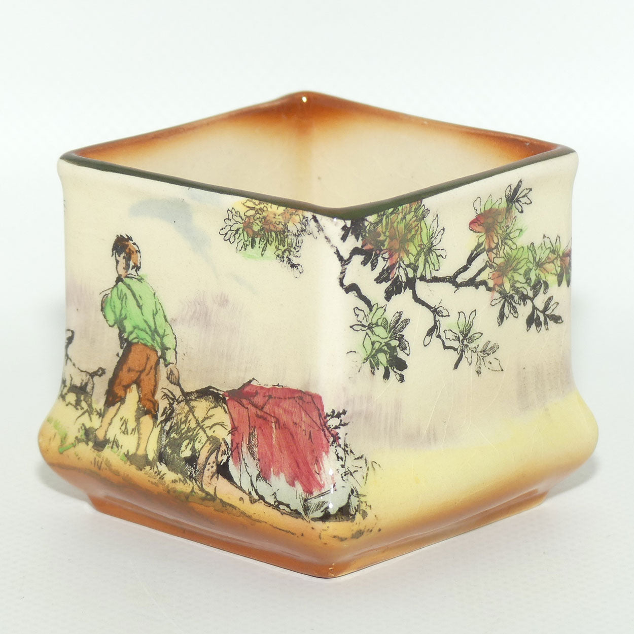 Royal Doulton Gleaners and Gypsies miniature squat square vase