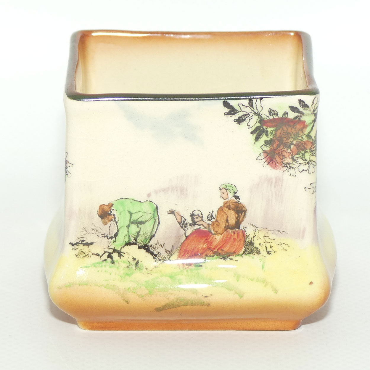 Royal Doulton Gleaners and Gypsies miniature squat square vase