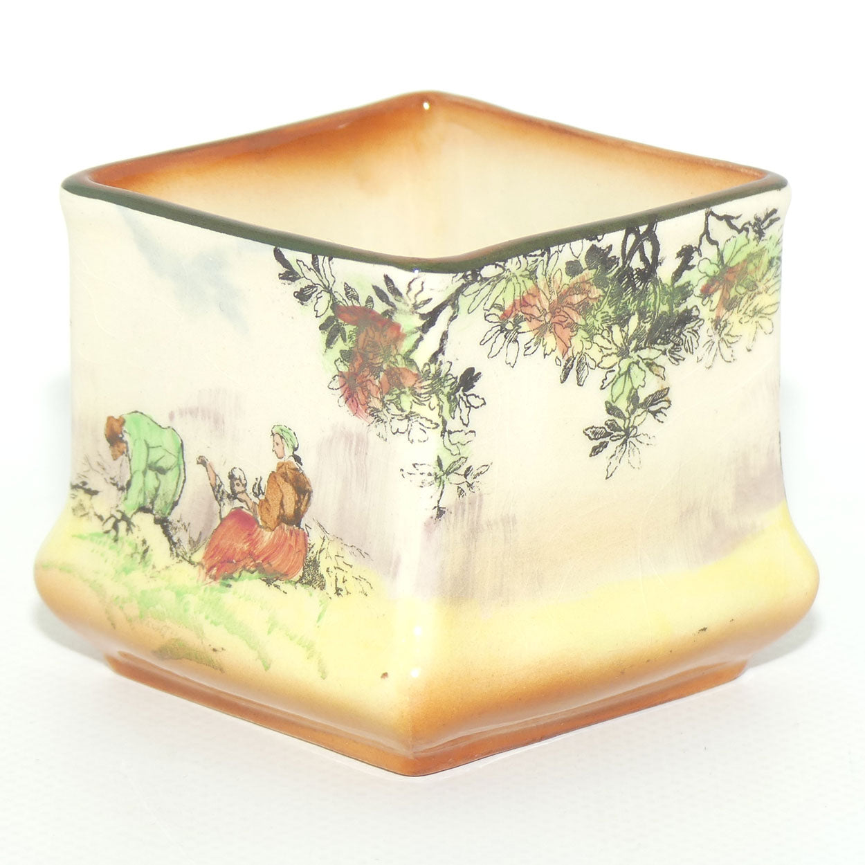Royal Doulton Gleaners and Gypsies miniature squat square vase