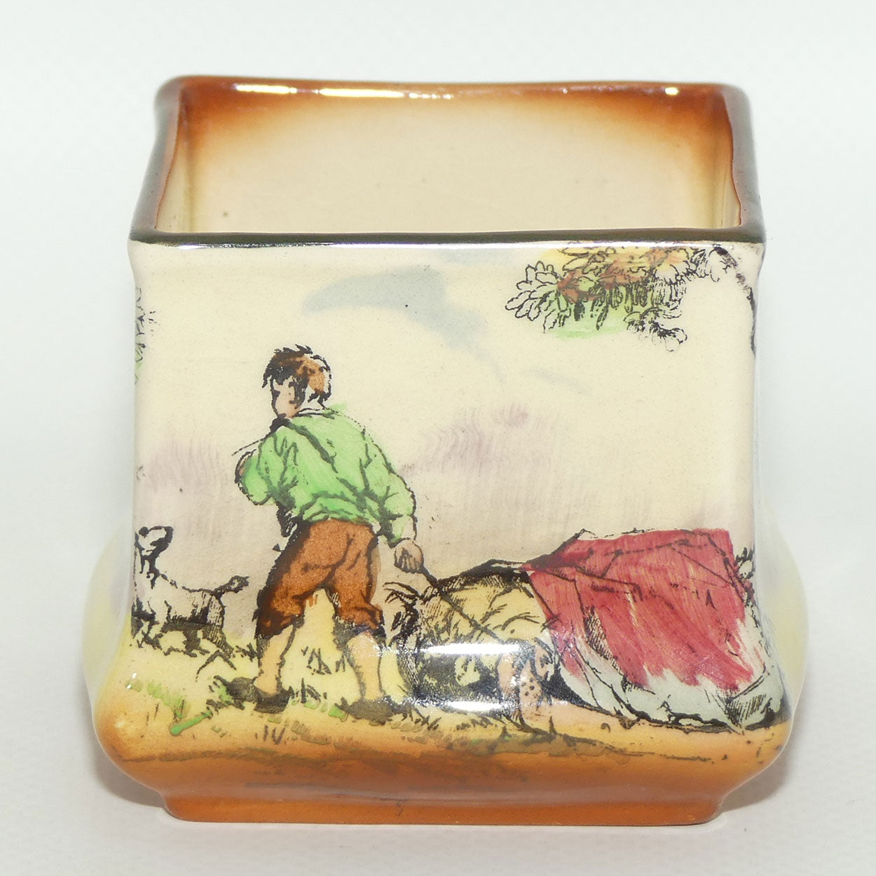 Royal Doulton Gleaners and Gypsies miniature squat square vase