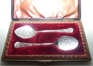 Boxed pair of Edwardian era William Page EP berry spoons