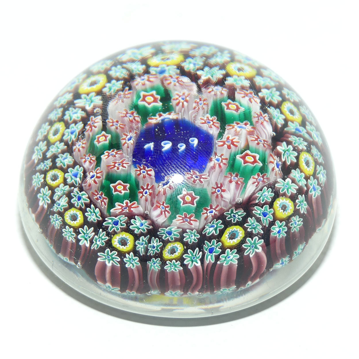 Pair of ALT Murano 1999 and 2000 Millenium paperweights | Boxed