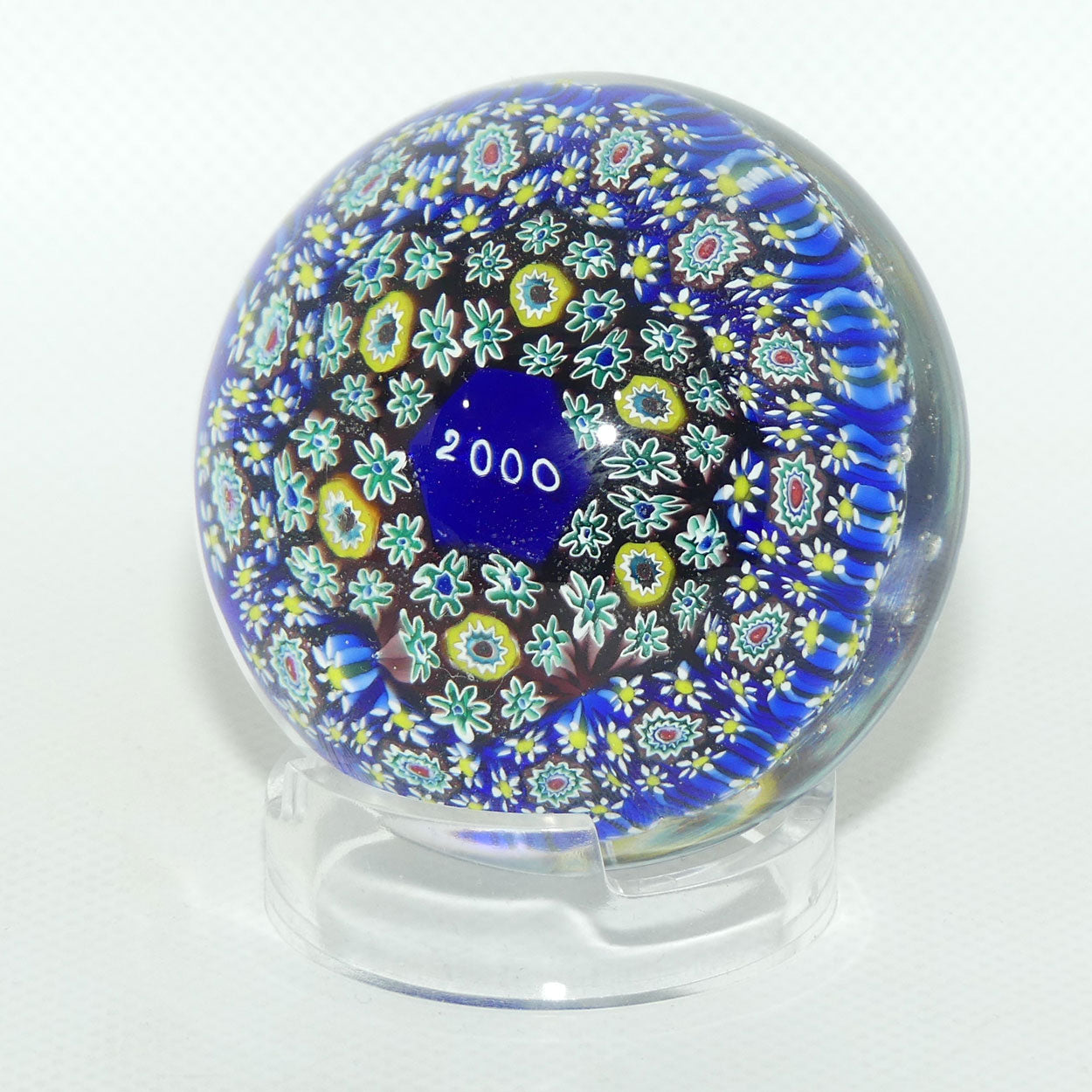 Pair of ALT Murano 1999 and 2000 Millenium paperweights | Boxed