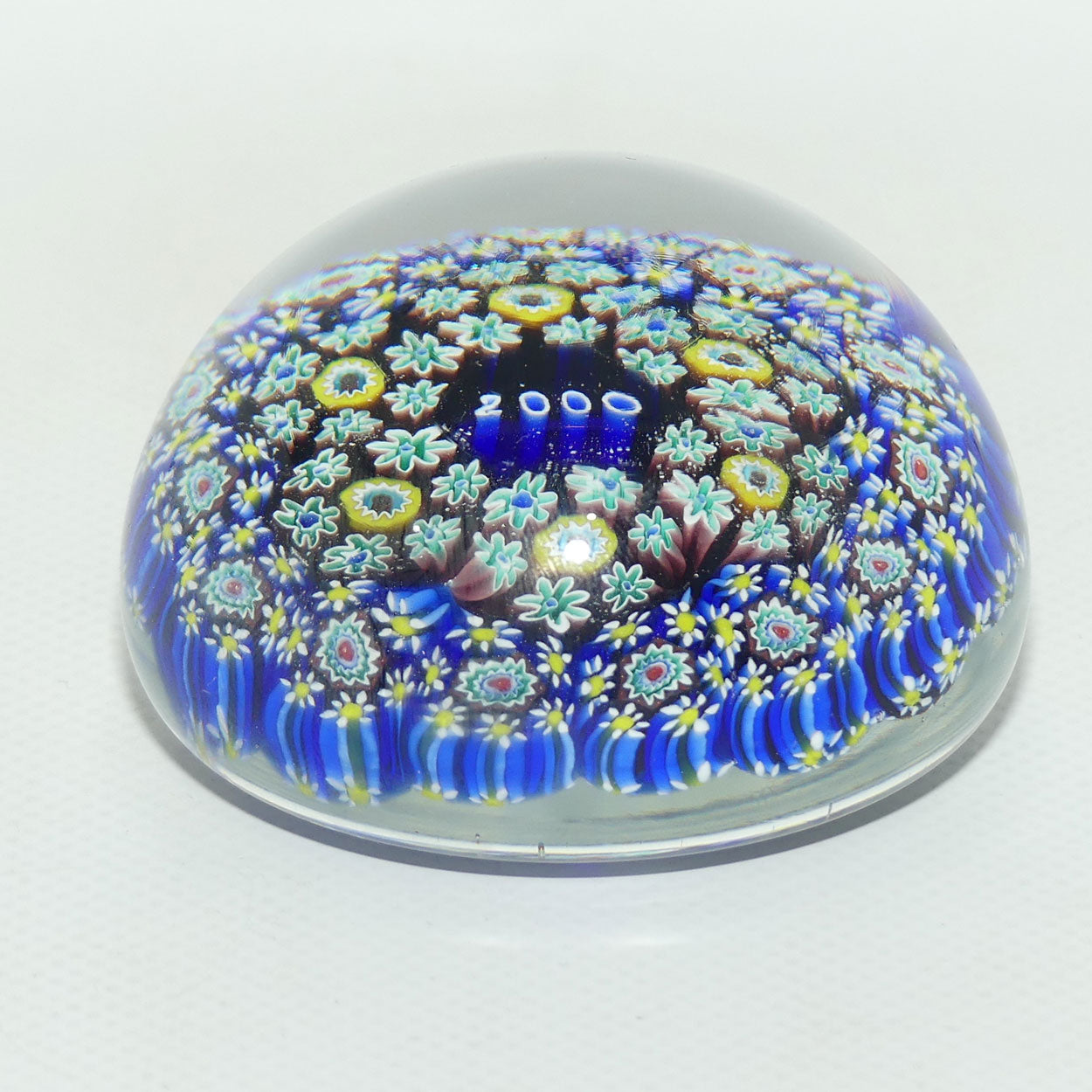 Pair of ALT Murano 1999 and 2000 Millenium paperweights | Boxed