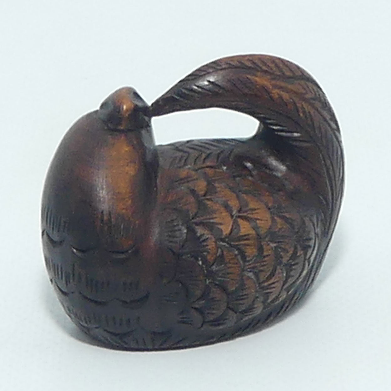 Japanese Carved Boxwood Netsuke | Chicken and Chick