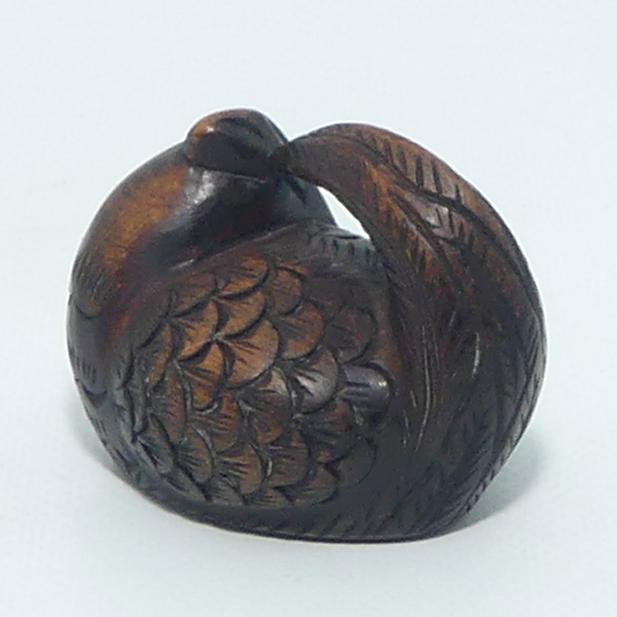 Japanese Carved Boxwood Netsuke | Chicken and Chick
