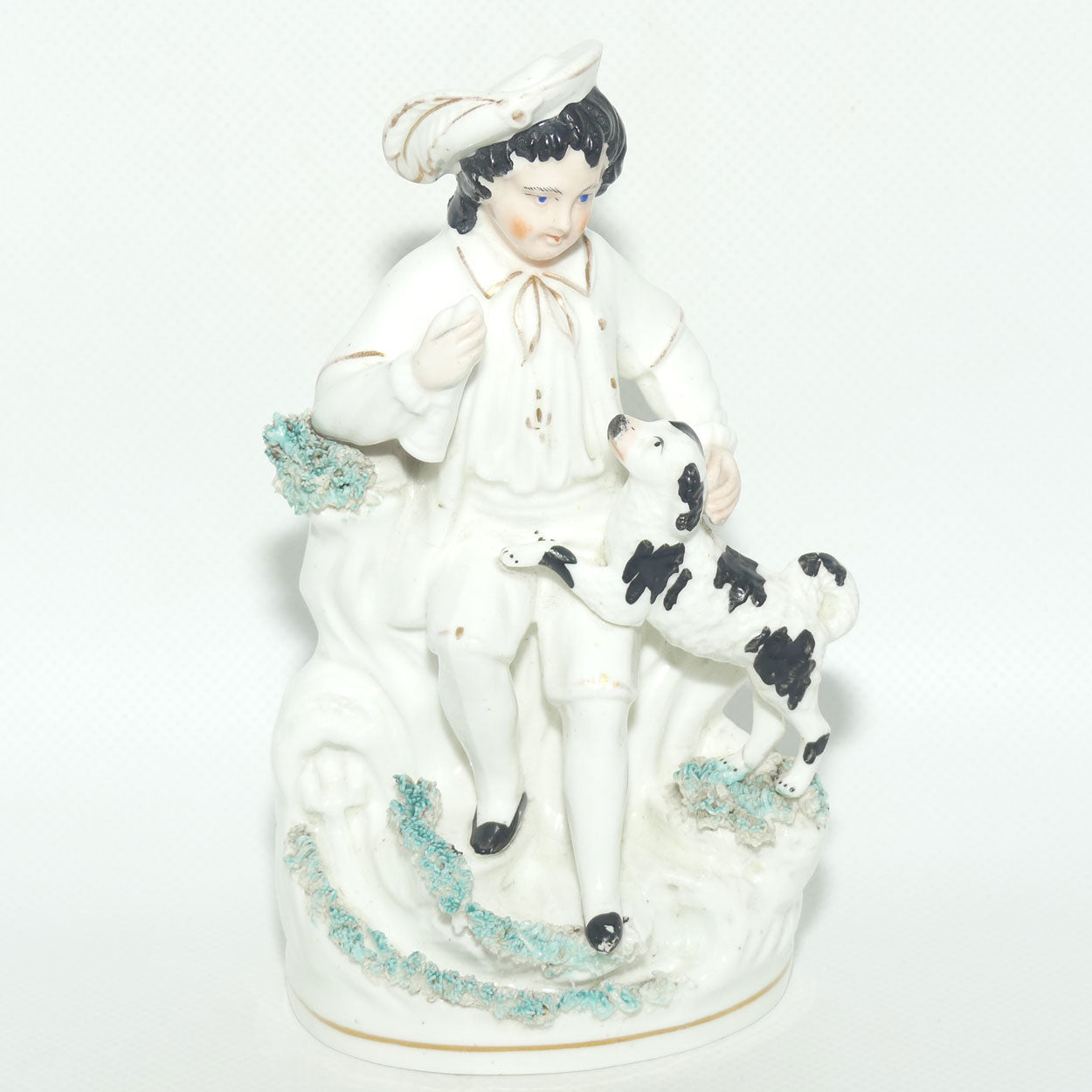 Early 19th Cent Staffordshire Porcelain Boy with Begging Spaniel