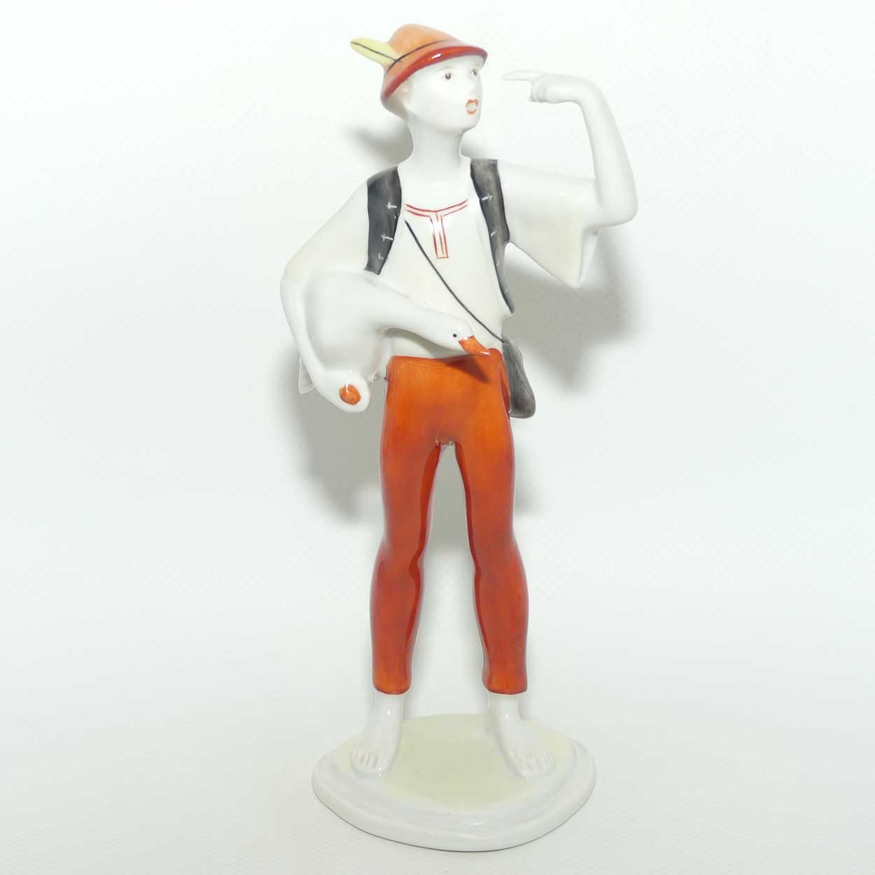 Vintage Hollohaza Hungary figure | Boy with Goose