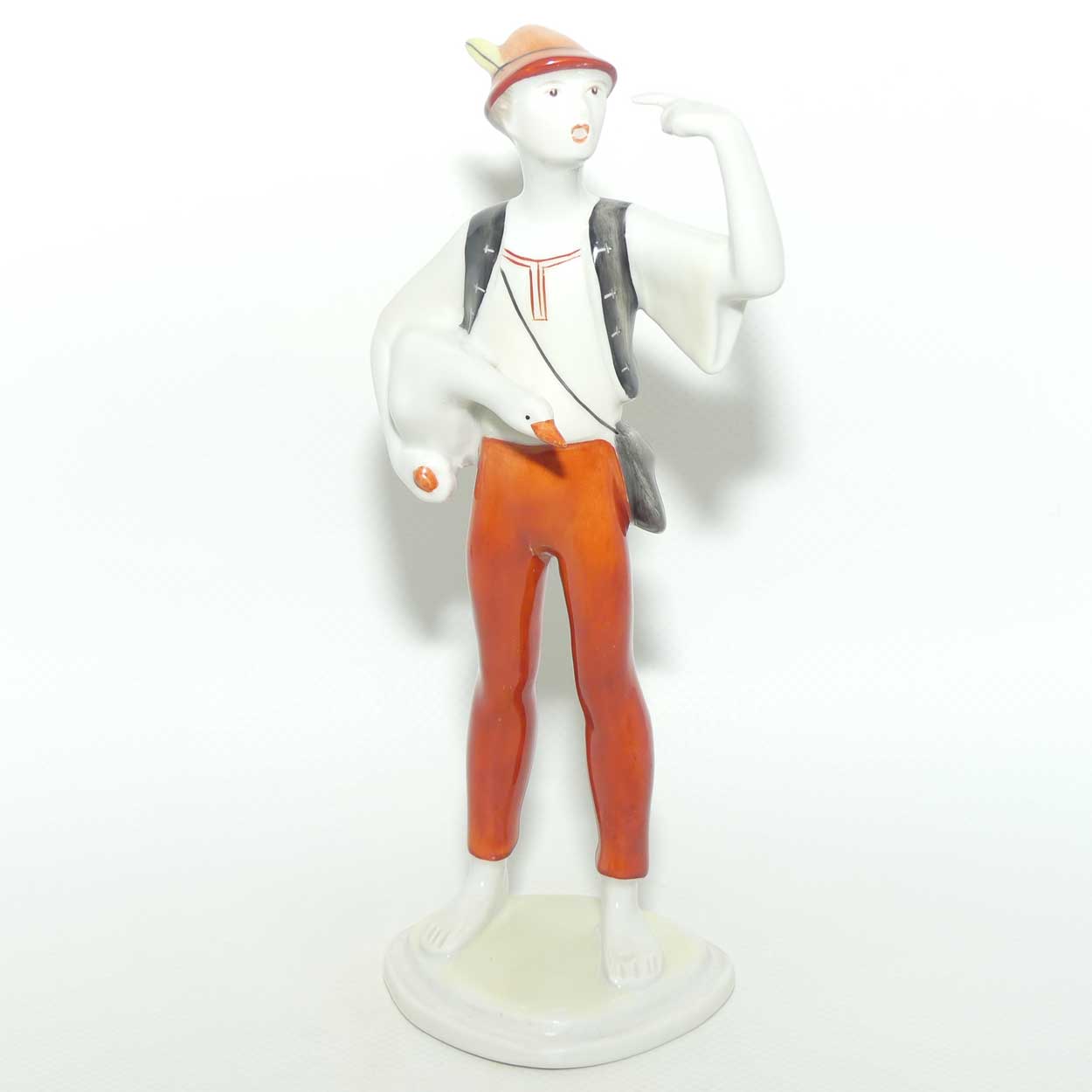 Vintage Hollohaza Hungary figure | Boy with Goose