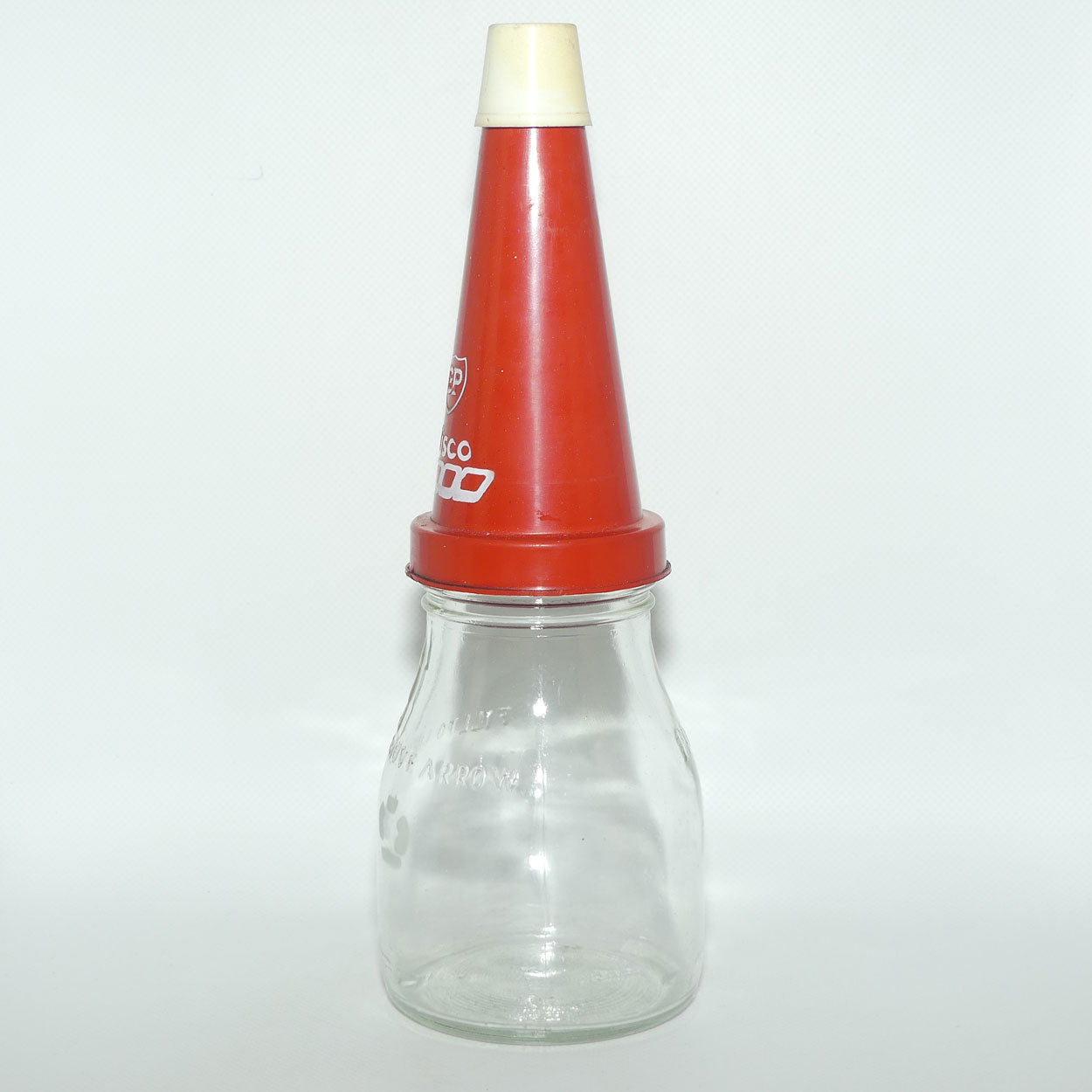 Vintage Imperial Pint Glass Oil Bottle | Crown Mark | Plastic BP Visco 2000 top