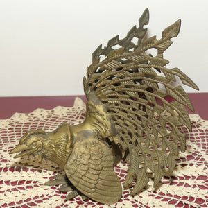 Pair of Vintage Brass Fighting Cockerels or Fighting Roosters