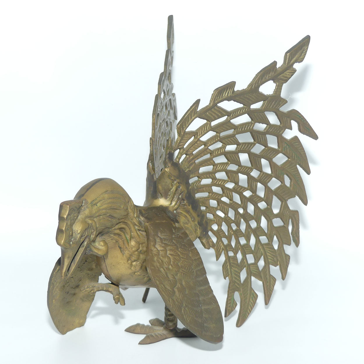 Pair of Vintage Brass Fighting Cockerels or Fighting Roosters