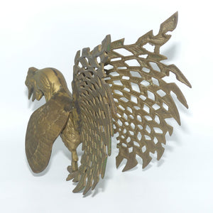 Pair of Vintage Brass Fighting Cockerels or Fighting Roosters