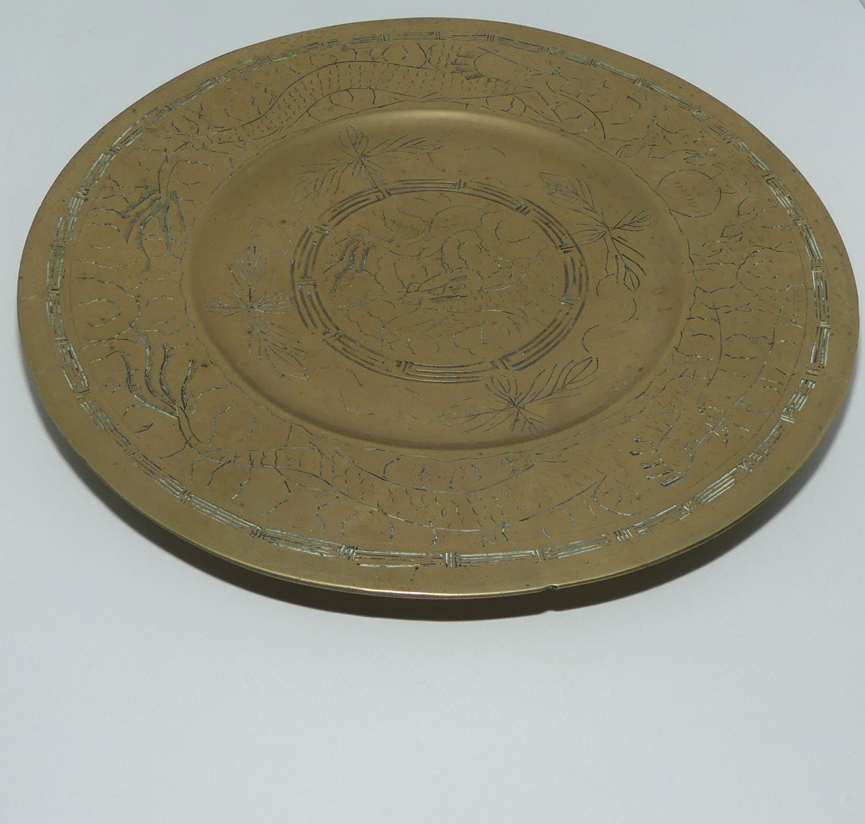 Early 20th Century Chinese brass plate | Decorated with Dragon