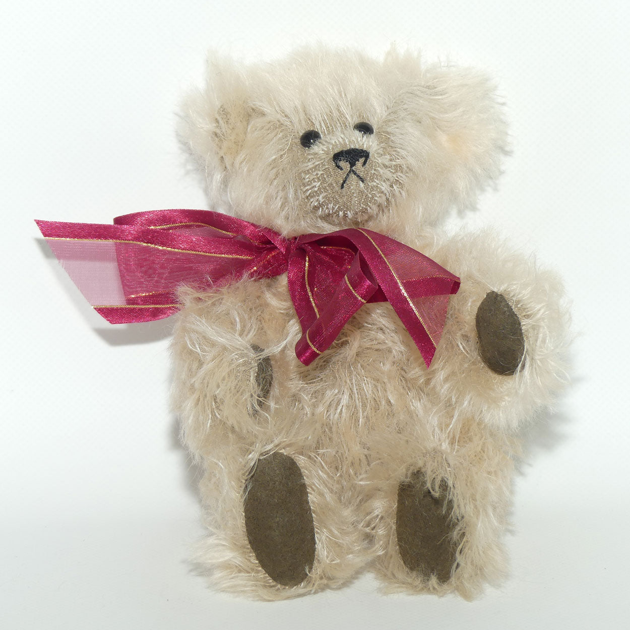 Vintage Handmade Breene Bear by Liz | Maroon Ribbon