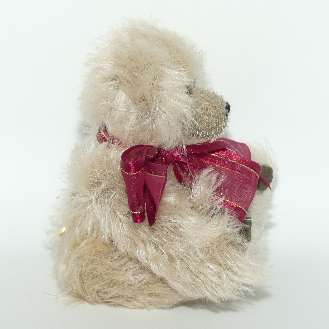 Vintage Handmade Breene Bear by Liz | Maroon Ribbon