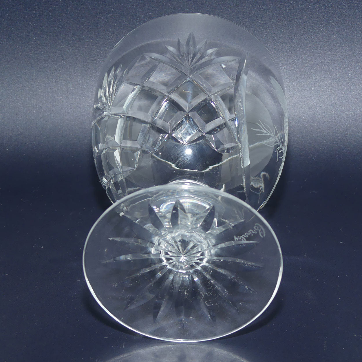 Royal Brierly Crystal engraved Goblet | Bird on Branch | signed David Whyman 1982