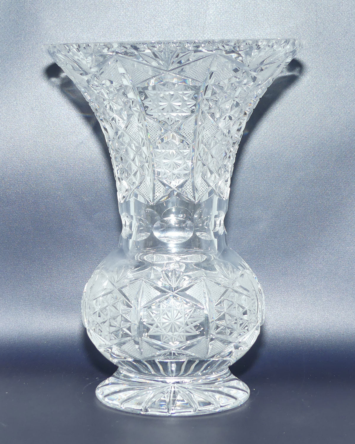 Superb waisted Trumpet shape Brilliant Cut Crystal vase | 26cm tall