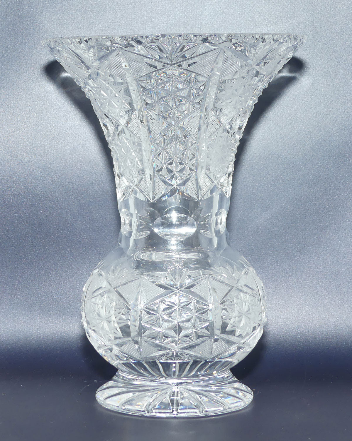 Superb waisted Trumpet shape Brilliant Cut Crystal vase | 26cm tall
