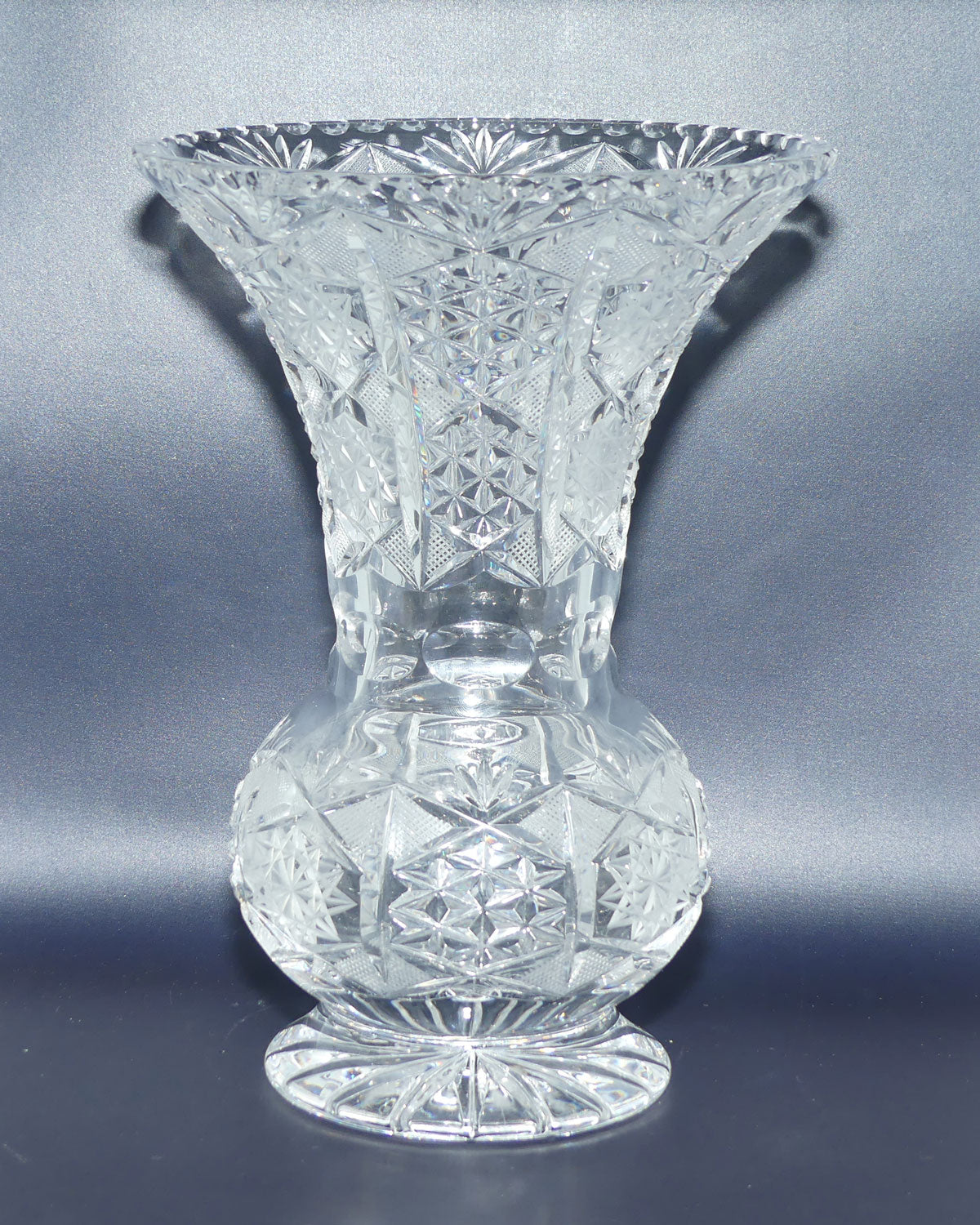 Superb waisted Trumpet shape Brilliant Cut Crystal vase | 26cm tall