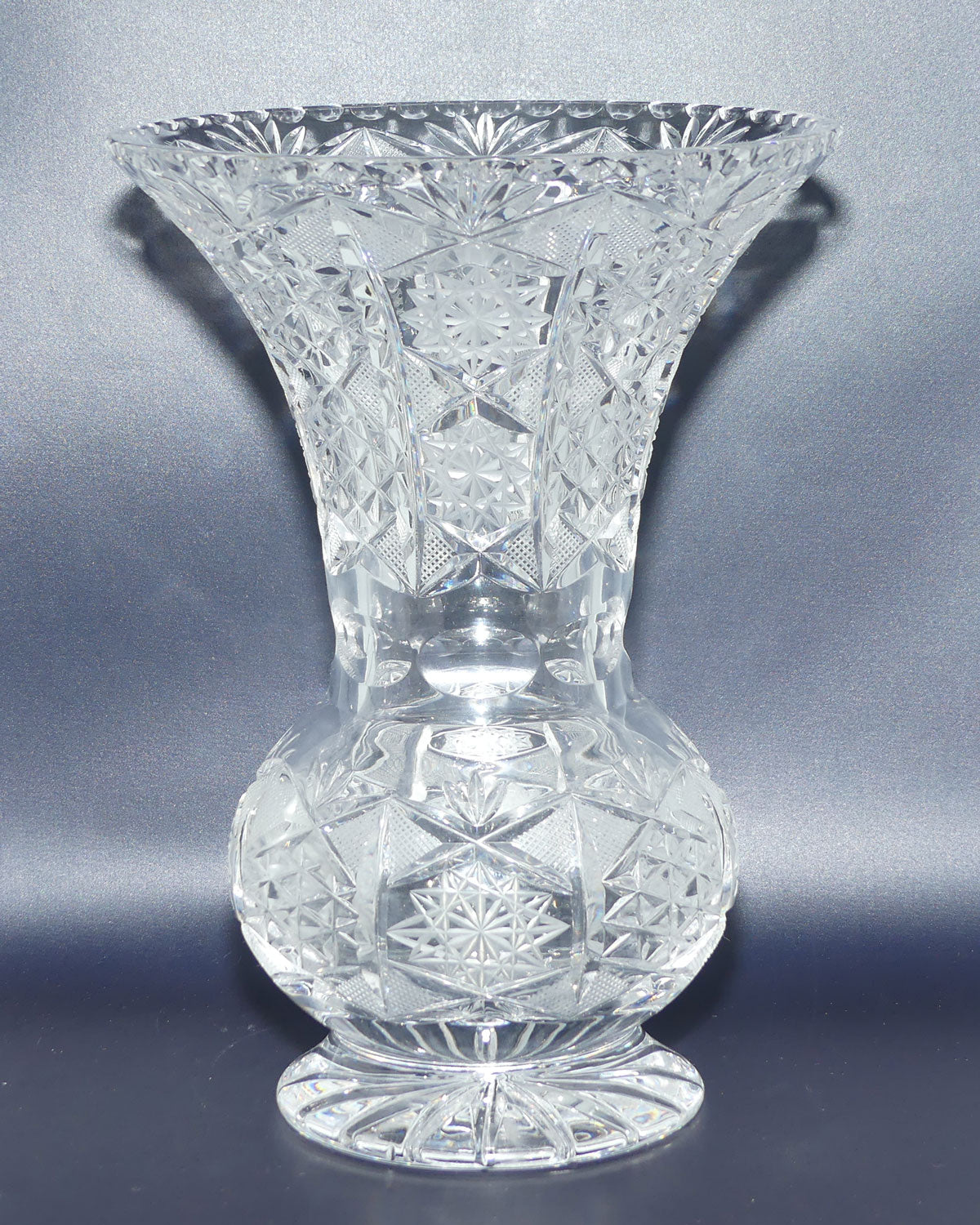 Superb waisted Trumpet shape Brilliant Cut Crystal vase | 26cm tall