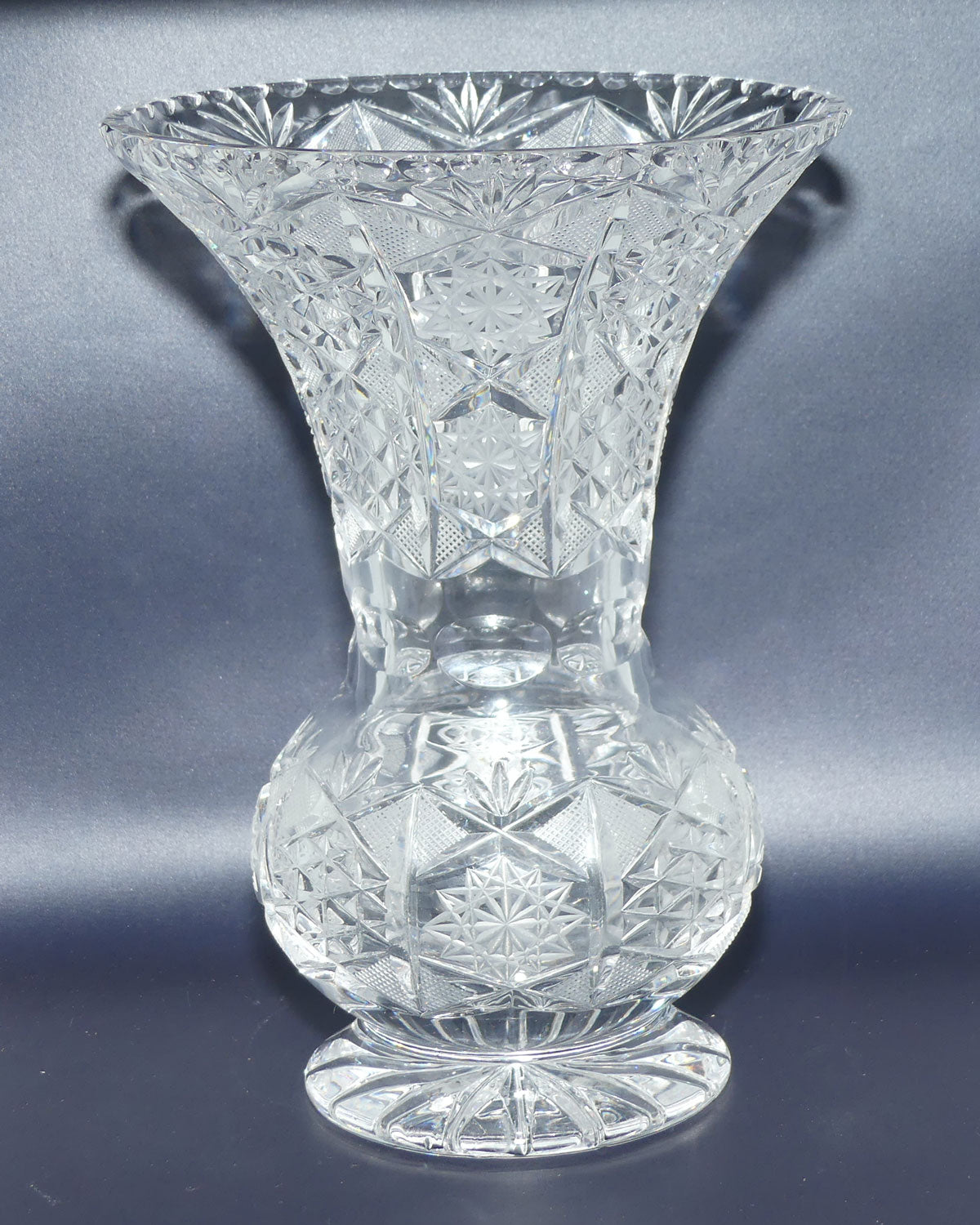 Superb waisted Trumpet shape Brilliant Cut Crystal vase | 26cm tall